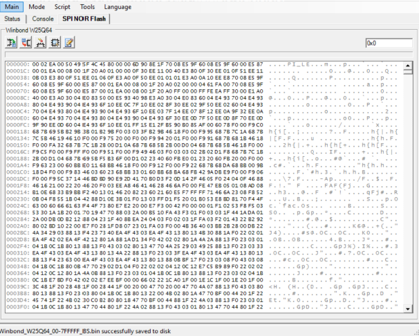 SPI Flash Hex Dump